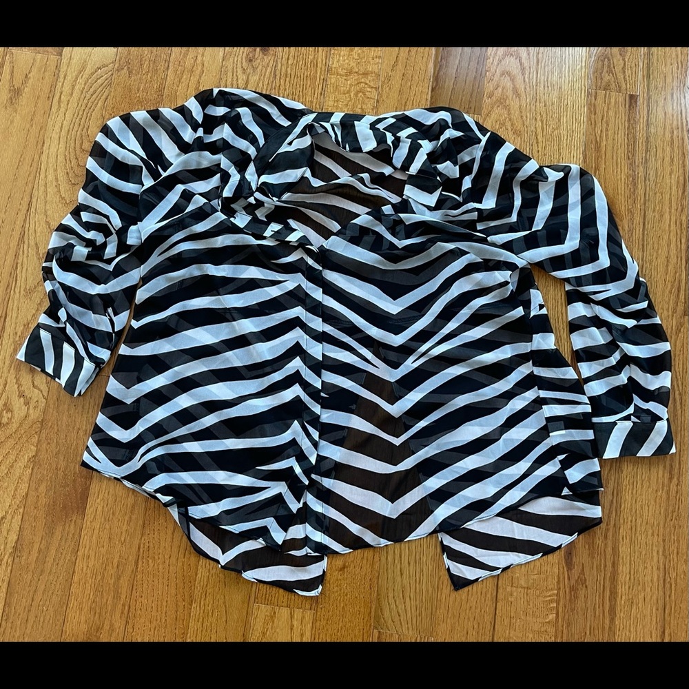 Lane Bryant Zebra print sheer, button up shirt